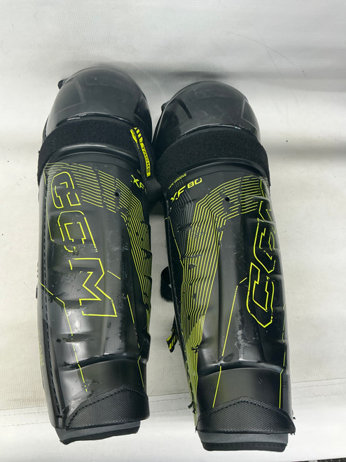 Vist Large View of Product Image Which is Used CCM XF80 Senior Shin Guards Black 16"