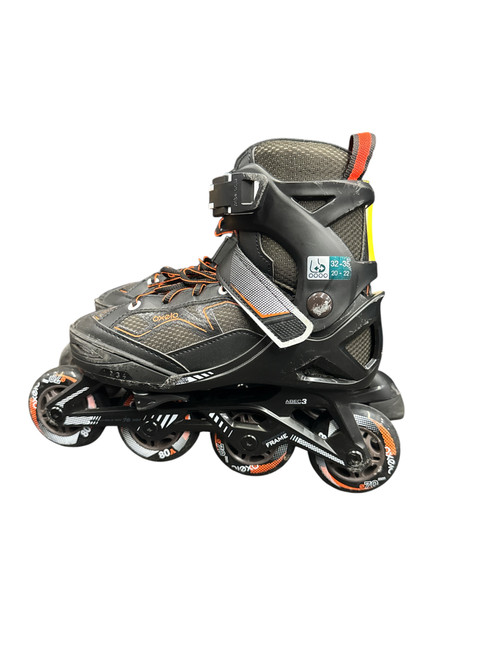 Vist Large View of Product Image Which is Used OXELO ORNG/BLK Junior Rec Fitness Skates Orange Adjustable