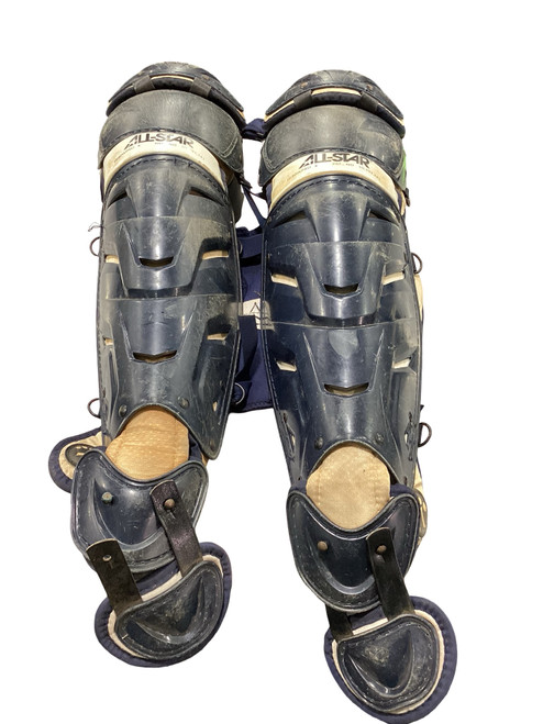 Vist Large View of Product Image Which is Used All-Star LG40WPRO Catchers Leg Guards Navy Blue Adult