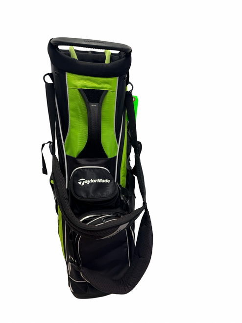Vist Large View of Product Image Which is Used Taylormade SUPREME HYBRID 14-Way Golf Stand Bag Neon Green w/ Rain Hood