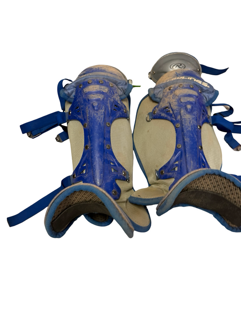 Vist Large View of Product Image Which is Used Rawlings Renegade 2.0 ERLC15 Intermediate Baseball Catchers Leg Guards Royal Blue