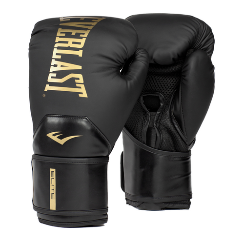 Vist Large View of Product Image Which is Everlast Elite 2 14-ounce Boxing Gloves, Black and Gold