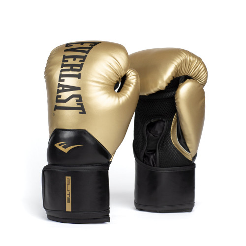 Vist Large View of Product Image Which is Everlast Elite 2 16-ounce Boxing Gloves, Gold/Black