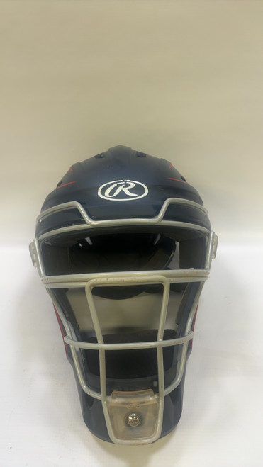 Vist Large View of Product Image Which is Used Easton VELO 2.0 MASK Catchers Helmet w/Mask Navy Blue And Red MD