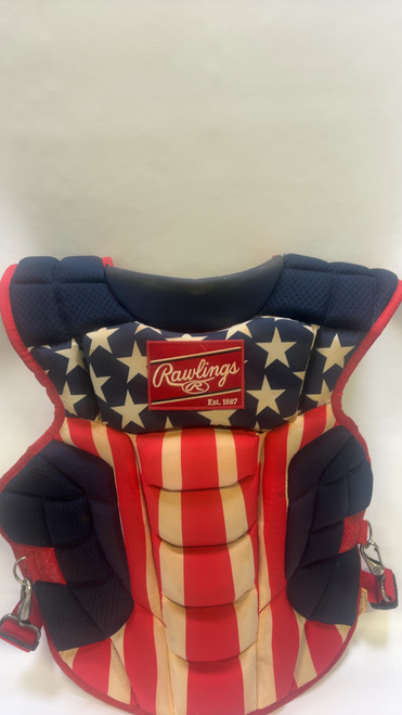 Vist Large View of Product Image Which is Used Rawlings RAWLINGS Catchers Chest Protector White/Red/Navy 