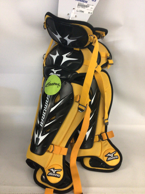Vist Large View of Product Image Which is Used Mizuno SAMURAI Catchers Leg Guards Yellow Intermed