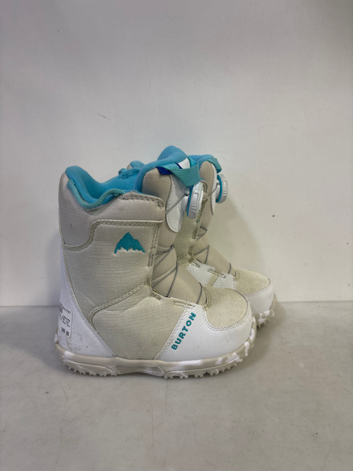 Vist Large View of Product Image Which is Used Burton GROM BOA Girls Snowboard Boots White Youth 12.0