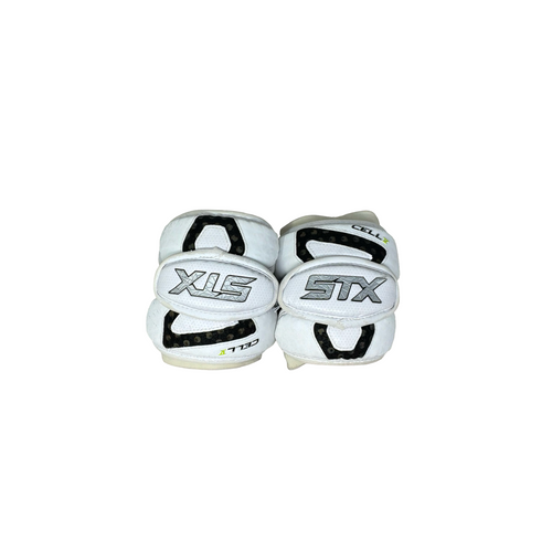 Vist Large View of Product Image Which is Used STX CELL V Lacrosse Arm Pads/Guards White adult LG