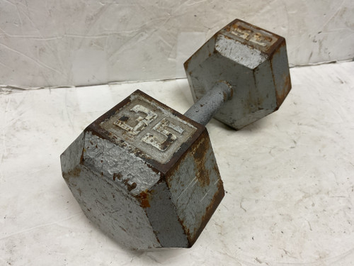 Vist Large View of Product Image Which is Used Hex Dumbbell Grey 35 lb