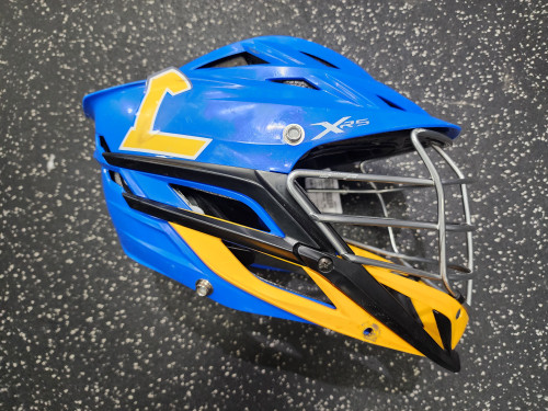 Vist Large View of Product Image Which is Used Cascade CASCADE XRS Lacrosse Helmet Royal Blue And Gold One Size