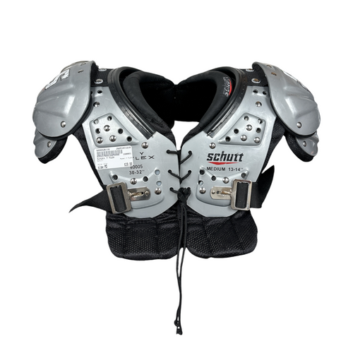 Vist Large View of Product Image Which is Used Schutt Y FLEX Youth Football Shoulder Pads Grey Medium