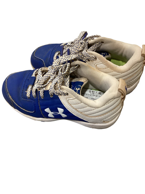 Vist Large View of Product Image Which is Used Under Armour BASEBALL CLEATS PINK BB/SB Cleats Black And Silver Youth 10.0