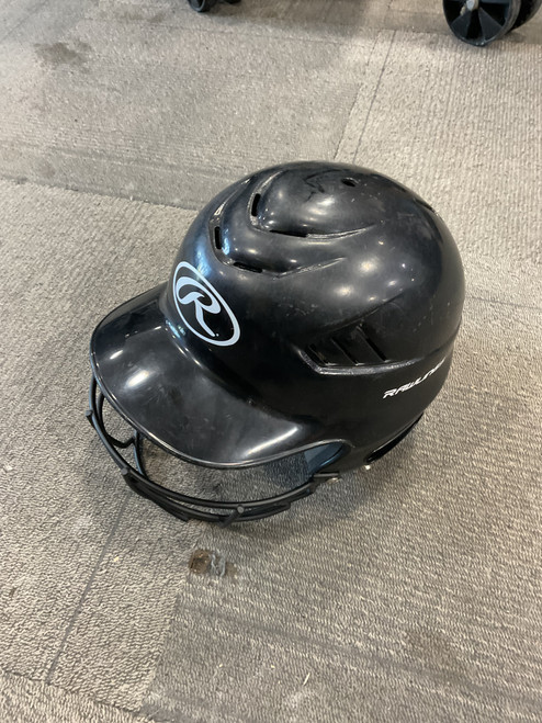 Vist Large View of Product Image Which is Used Rawlings BATTING HELMET W/ MASK Batting Helmet w/Mask Black LG