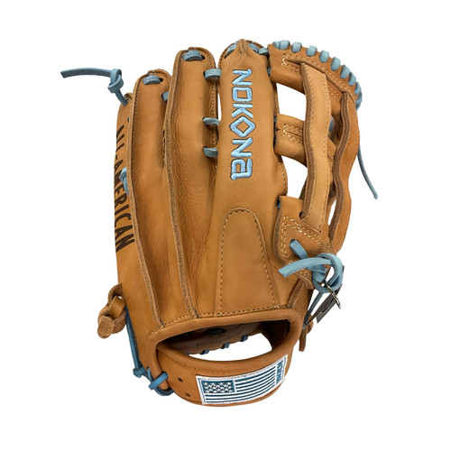 Vist Large View of Product Image Which is Used Nokona S-1 ALL-AMERICAN 800 BB/SB Glove RH Throw Brown 12 1/2" **NEW WITH TAGS**