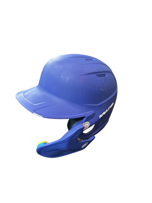 Vist Large View of Product Image Which is Used Rawlings MACH-JR-REVA 6 3/8 - 7 1/8 W/JAW Batting Helmet No Mask Royal Blue S/M