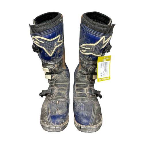 Vist Large View of Product Image Which is Used Alpine Stars TECH 6 Motocross Boots Navy Blue Senior 9.5