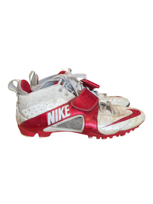 Vist Large View of Product Image Which is Used Nike LAX Cleats Mens White And Maroon Senior 12