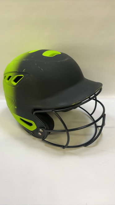 Vist Large View of Product Image Which is Used BoomBah BLACK AND GREEN W/ MASK Batting Helmet w/Mask Navy Blue MD