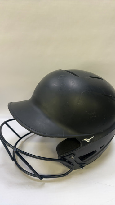 Vist Large View of Product Image Which is Used Mizuno BLACK MIZUNO HELMET W/MASK Batting Helmet w/Mask Black MD
