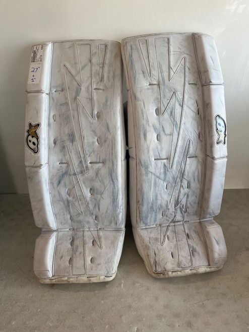 Vist Large View of Product Image Which is Used Brians NETZERO 2 Goalie Leg Pads Youth White 27"