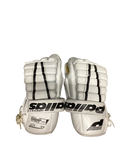Vist Large View of Product Image Which is Used PALLAS HOCKEY Senior Gloves White 14"
