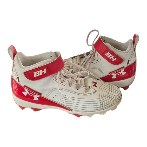 Vist Large View of Product Image Which is Used Under Armour BH BASEBALL CLEATS BB/SB Cleats White Junior 04.5