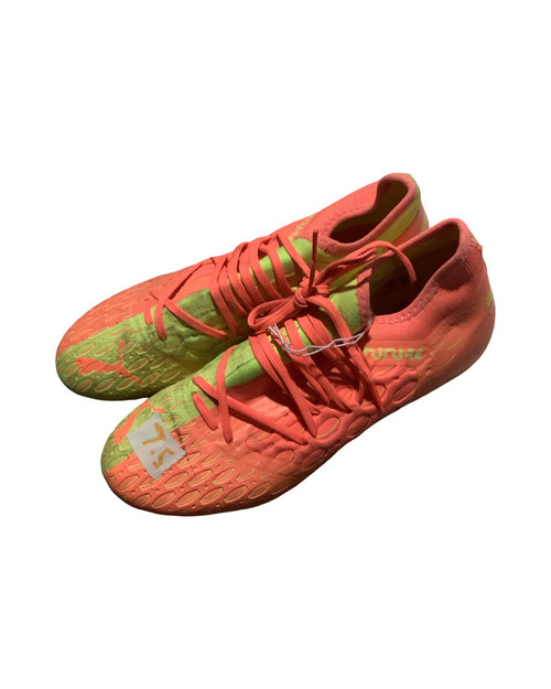 Vist Large View of Product Image Which is Used Puma Soccer Cleats Orange Senior 7.5
