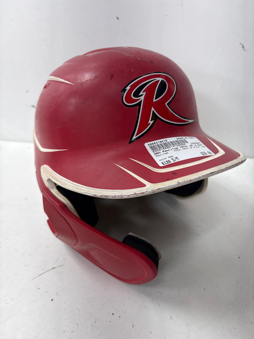 Vist Large View of Product Image Which is Used Rawlings MACH JR W EXT LHB Batting Helmet w/Mask Red S/M