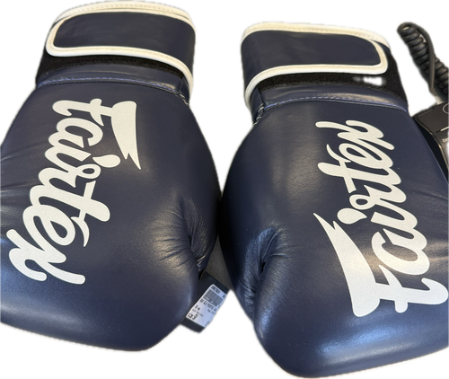 Vist Large View of Product Image Which is Used SYNTEK LEATHER Boxing Gloves Navy Blue Senior