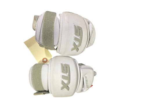 Vist Large View of Product Image Which is Used STX STX STALLION 1K HD2 ELBOW PADS Lacrosse Arm Pads/Guards White MD