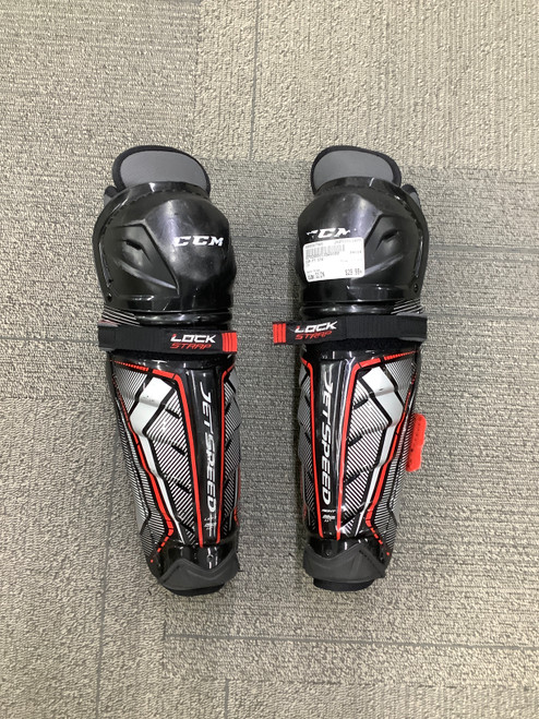 Vist Large View of Product Image Which is Used CCM FT 370 Junior Shin Guards Black 11"