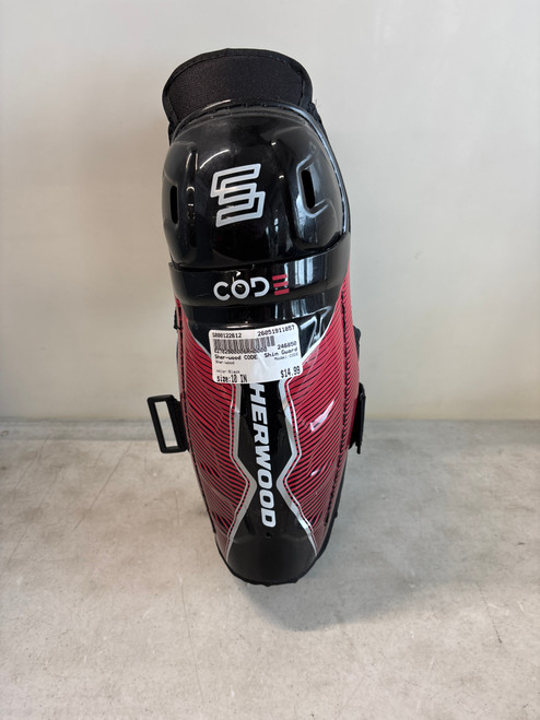 Vist Large View of Product Image Which is Used Sher-wood CODE Youth Shin Guards Black 10"