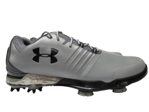 Vist Large View of Product Image Which is Used Under Armour Match Play Mens Golf Shoes Steel/Black Size 8