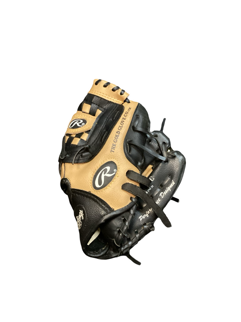 Vist Large View of Product Image Which is Used Rawlings PLAYERS SERIES BB/SB Glove RH Throw Black And Natural 10"