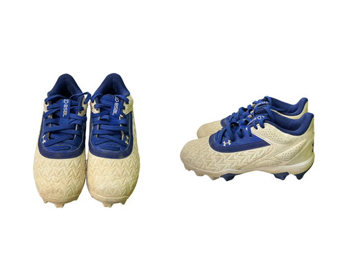 Vist Large View of Product Image Which is Used Under Armour BSBL BB/SB Cleats Royal Blue And White Junior 01