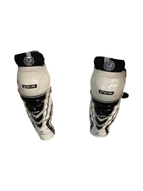 Vist Large View of Product Image Which is Used CCM LTP Junior Shin Guards White 11"
