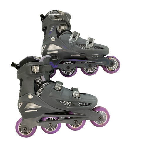 Vist Large View of Product Image Which is Used RollerDerby V500 TECH ADJUSTABLE 6-9 Senior Rec Fitness Skates Grey Senior 6