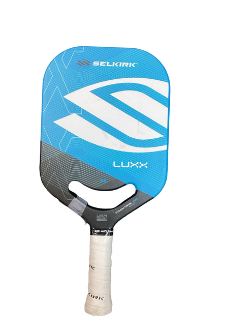 Vist Large View of Product Image Which is Used Selkirk LUXX Pickleball Racquet Carolina Blue