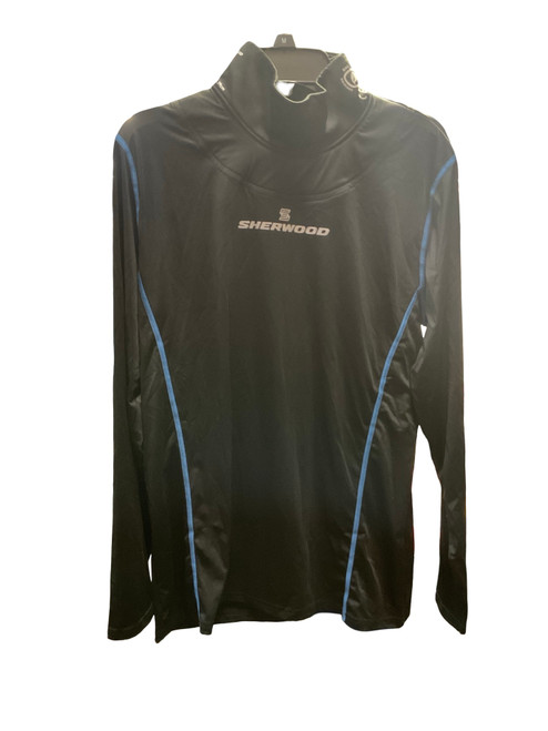 Vist Large View of Product Image Which is New Sher-wood Long Sleeve With Neck Guard Hockey Tops Senior Black MD