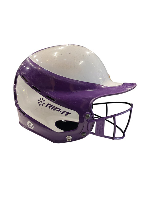 Vist Large View of Product Image Which is Used RIP-IT 2 TONE 6 - 6 7/8 Batting Helmet w/Mask Purple And White S/M