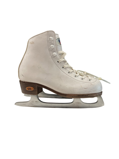 Vist Large View of Product Image Which is Used Riedell FIGURE SKATE SZ Y 13 Girls Figure Skate White Youth 13.0
