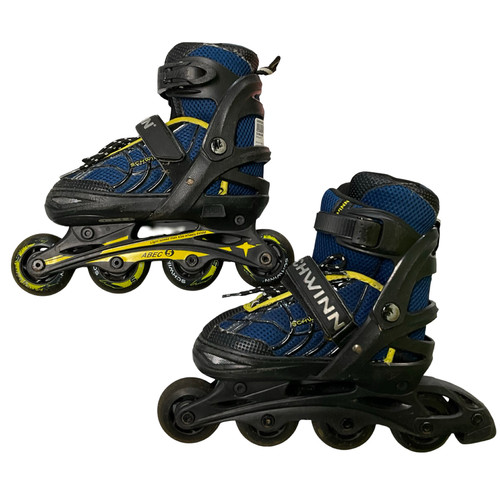 Vist Large View of Product Image Which is Used Schwinn ABEC-5 ADJUSTABLE Junior Rec Fitness Skates Navy Blue Junior 01