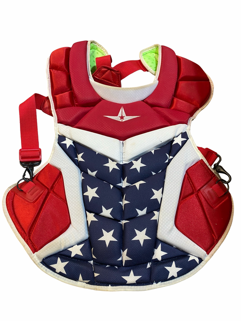 Vist Large View of Product Image Which is Used All-Star CP40PRO USA Catchers Chest Protector Red Adult