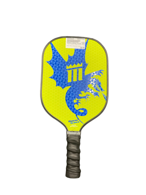 Vist Large View of Product Image Which is Used MONARCH DRAGON SLAYER PADDLE Pickleball Racquet Royal Blue And Yellow