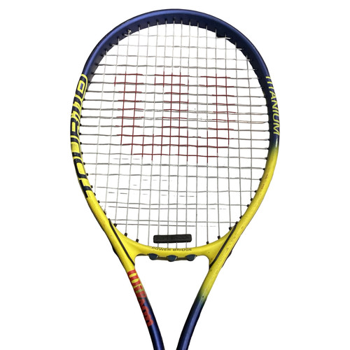 Vist Large View of Product Image Which is Used Wilson TOUR 110 Adult Tennis Racquet Yellow 4 1/4"