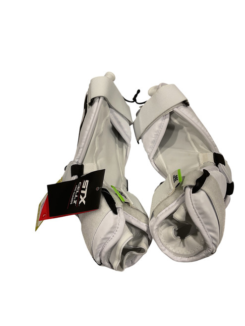 Vist Large View of Product Image Which is Used STX CELL V Lacrosse Arm Pads/Guards White LG