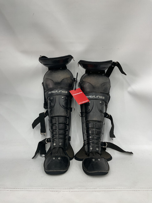Vist Large View of Product Image Which is Used Rawlings SHIN GUARD Catchers Leg Guards Black Youth