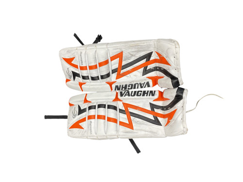 Vist Large View of Product Image Which is Used Veba VELOCITY Goalie Leg Pads Youth White 28"