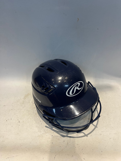 Vist Large View of Product Image Which is Used Rawlings NAVY BLUE HELMET W MASK Batting Helmet w/Mask Navy Blue SM