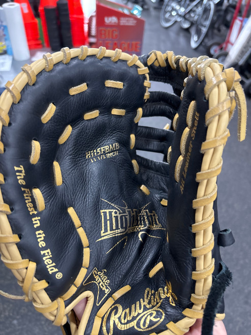 Vist Large View of Product Image Which is Used Rawlings HIGHLIGHT BB/SB First Base RH Throw Black 11 1/2"
